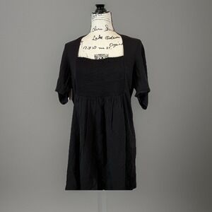 Old Navy Black Mini Dress‎ Smocked Square Neck Open Back Short Sleeve XL